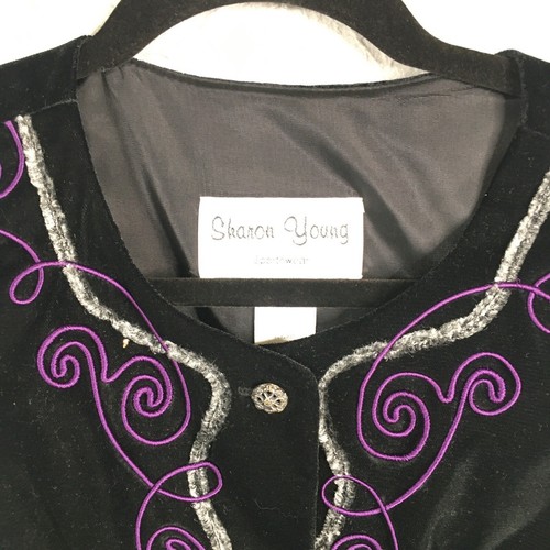Vintage Sharon Young Velvet Vest Women 8 Black Purple Y2K Dark Fairy Victorian - Picture 15 of 15