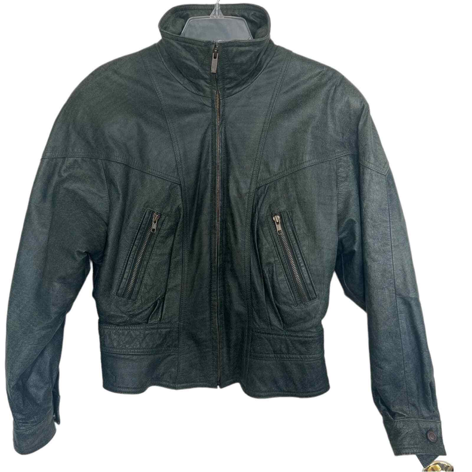 Wilsons Leather Adventure Bound Vintage 80s Army Green Moto Leather