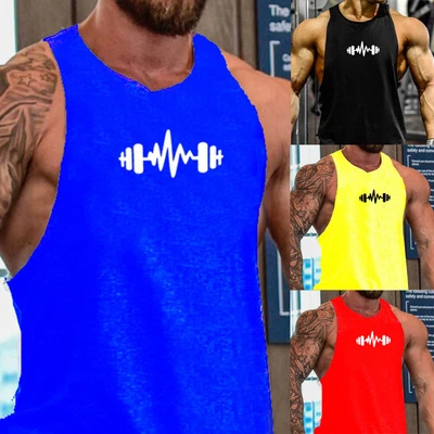 Herren T-Shirt Drucken Tanktop Muskelshirt Sport Fitness Basic Tee Achselshirts - Bild 1 von 4
