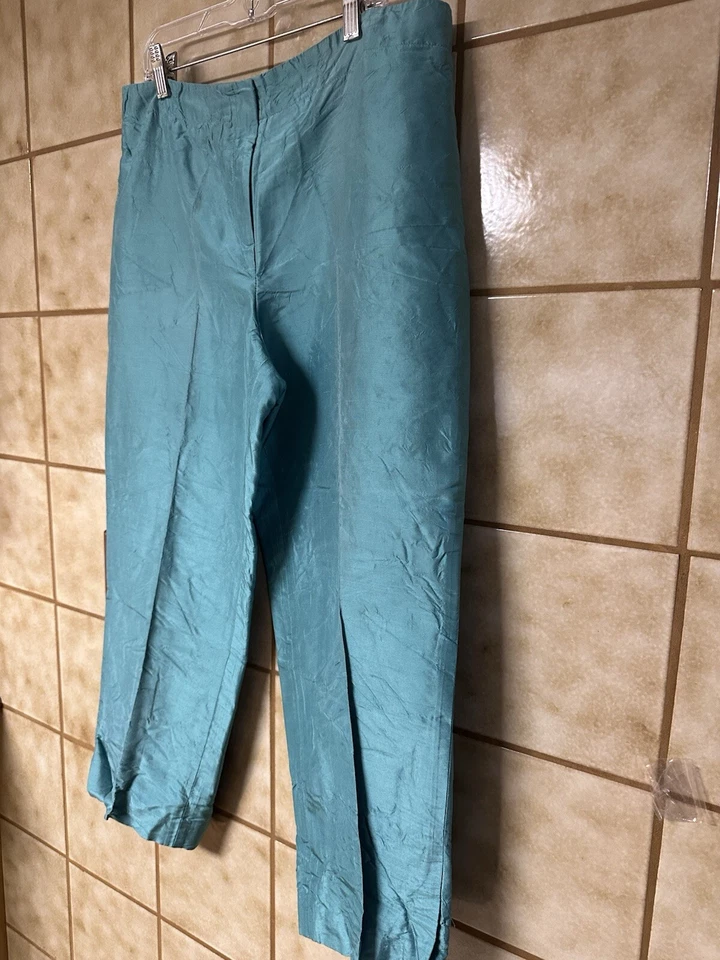 Pantalones Cortos Ann Taylor Loft Turquesa Seda, Forrados, Athliesure Informales Boho, Talla 10 Foto 4 de 4