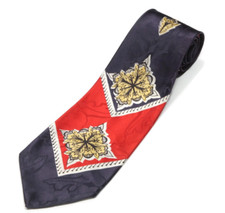 Vintage 40s Swing Era Dapper Floral Dapper Blue Red Yellow Men's Silk Neck Tie