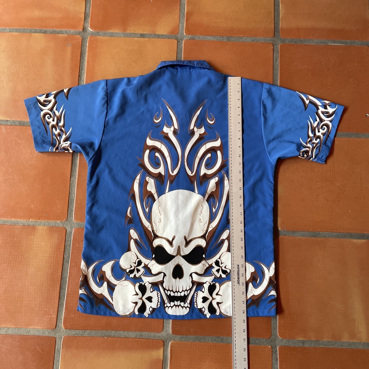 トップス Subculture SC SHORT SKULL SHIRT/BLUE / 2 SHORT SKULL SHIRT / BLUE – SC WEB STORE