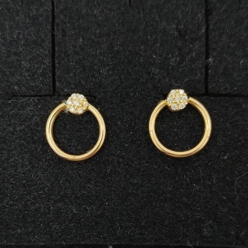 18K Gold Earrings With Hoop And Zirconias. Ref 56484 | eBay