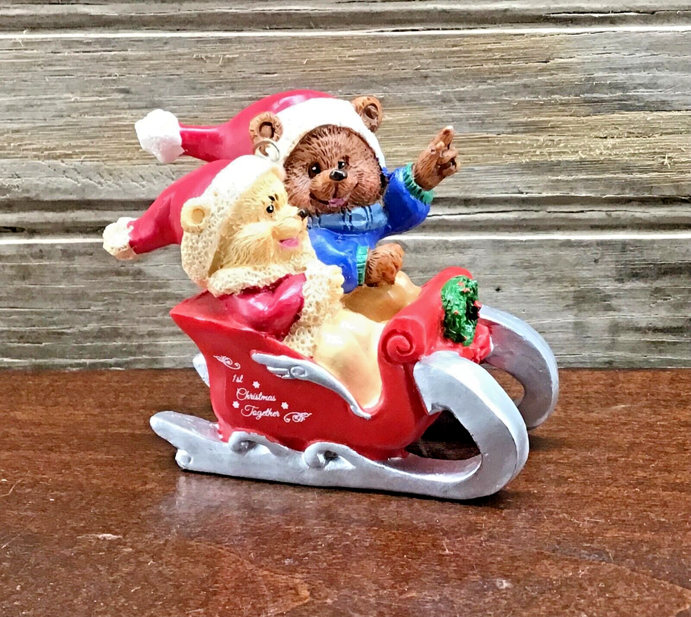 Our First Christmas Together Bear Red Sleigh Figurine