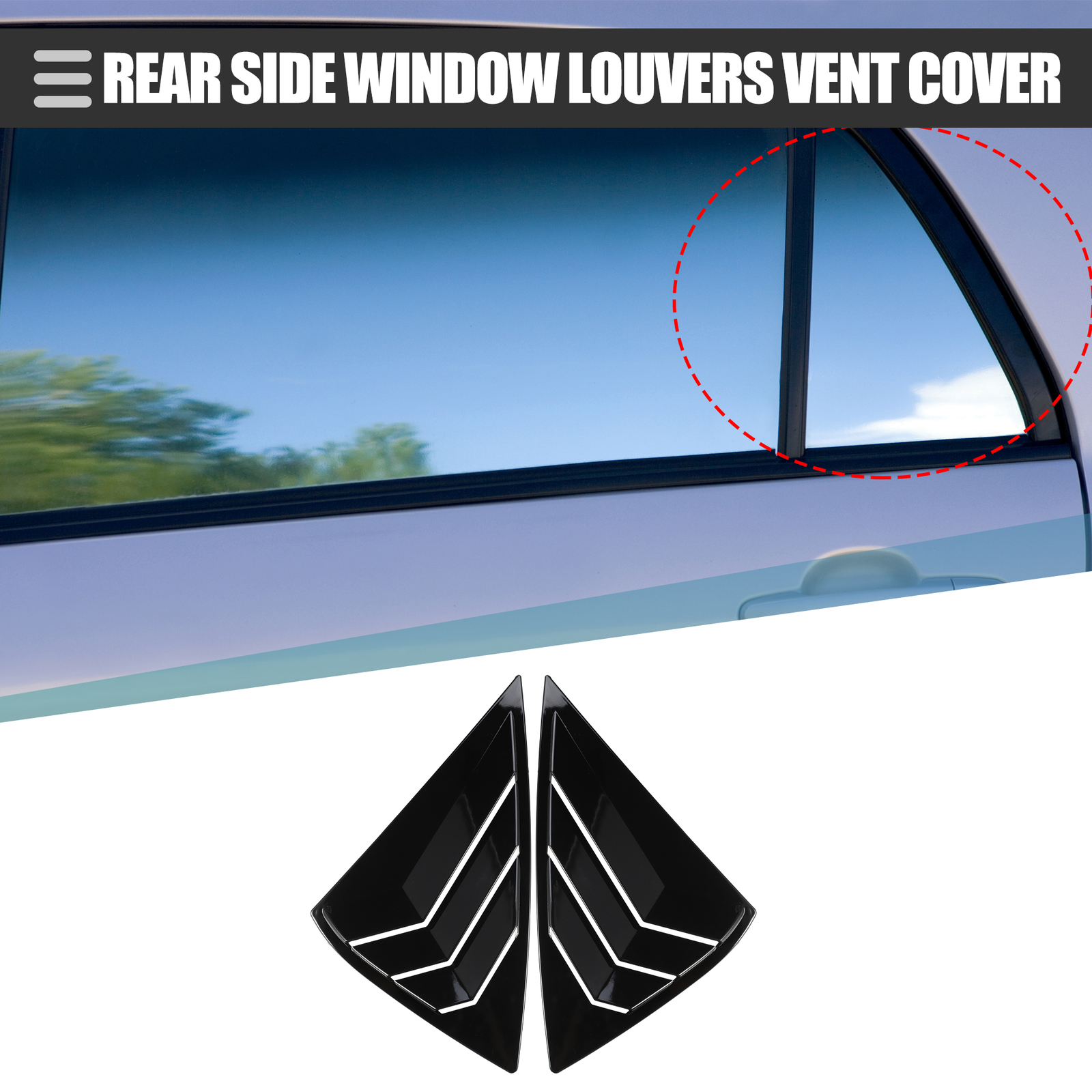 1 Set Rear Side Window Louvers Vent Cover for Nissan Sentra ABS Bright