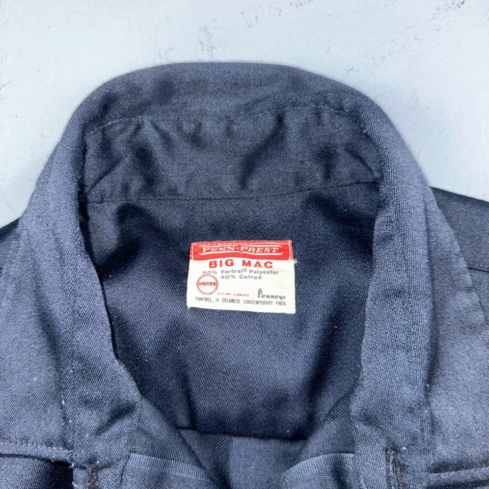Vintage Penneys Big Mac Shirt Dark Navy Blue 70s 1970s 50/50 JC Penney - Image 4 of 4