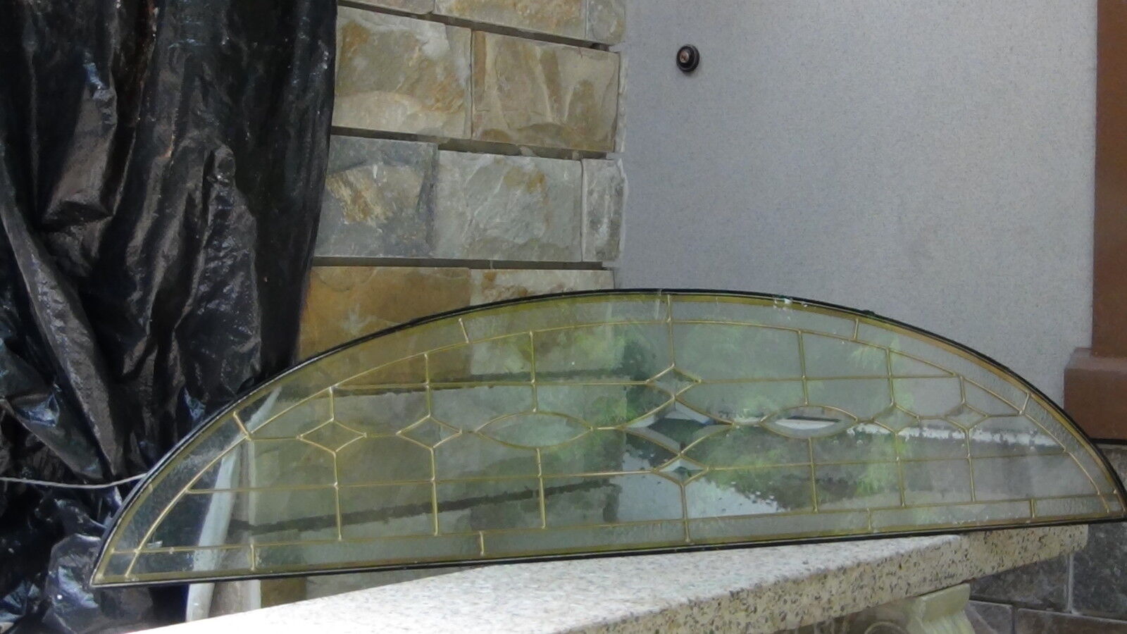 BEVELED  LEADED GLASS  BRASS GOLD OR SILVER PATINA  ARCH 63
