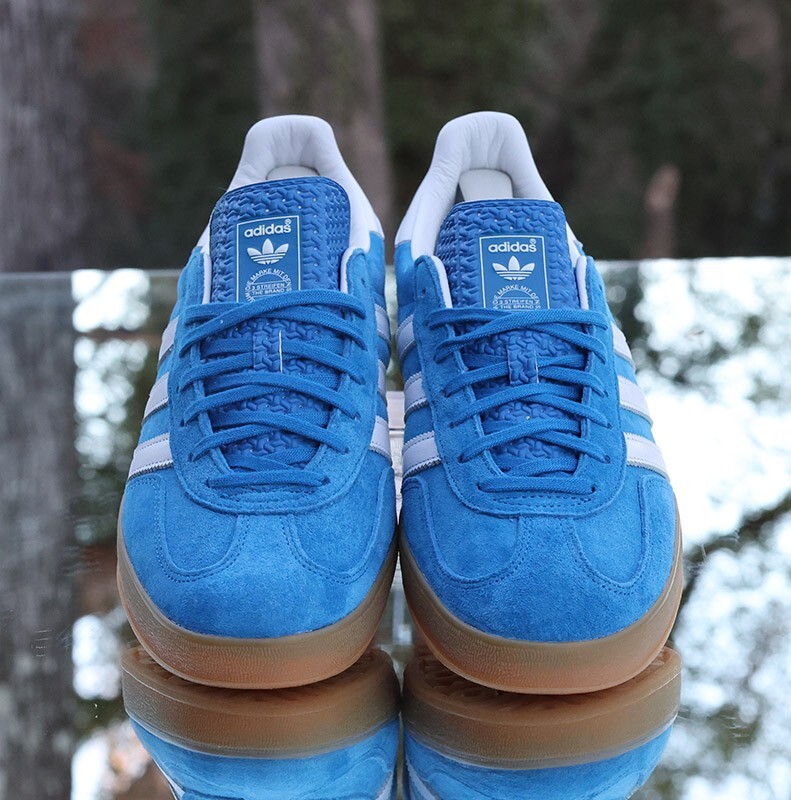 Adidas Gazelle Indoor Blue Bird Gum Men's Size 10 White Custom