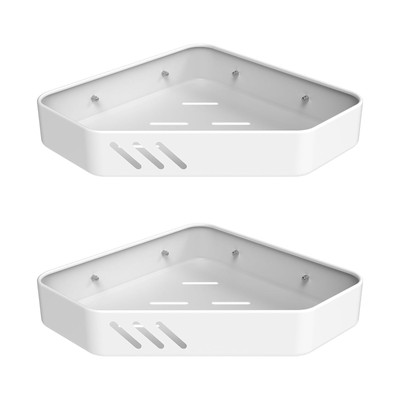 Uootach 2 Pezzi Mensola Doccia Senza Foratura, Doccia da Angolare Alluminio con ganci, Scaffali per il bagno, Organizzatori per il bagno, Ideale per bagni, cucine e soggiorni(Nero