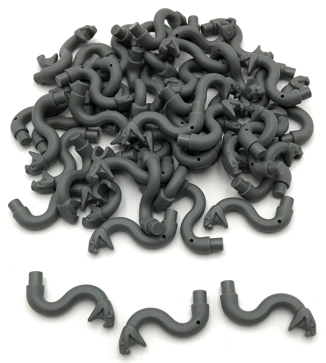 Lego 50 New Dark Bluish Gray Snake Head with Open Mouth Fangs and