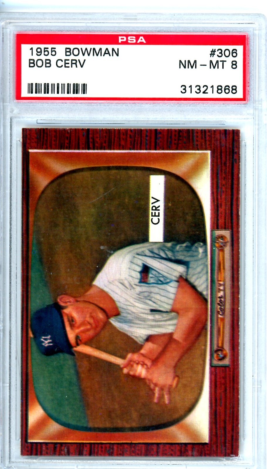 1955 Bowman Bob Cerv #306 PSA 8 Yankees 12499