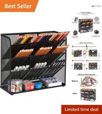 Mesh Desk Organizer Multi-Functional Pen Holder Storage Rack for Office