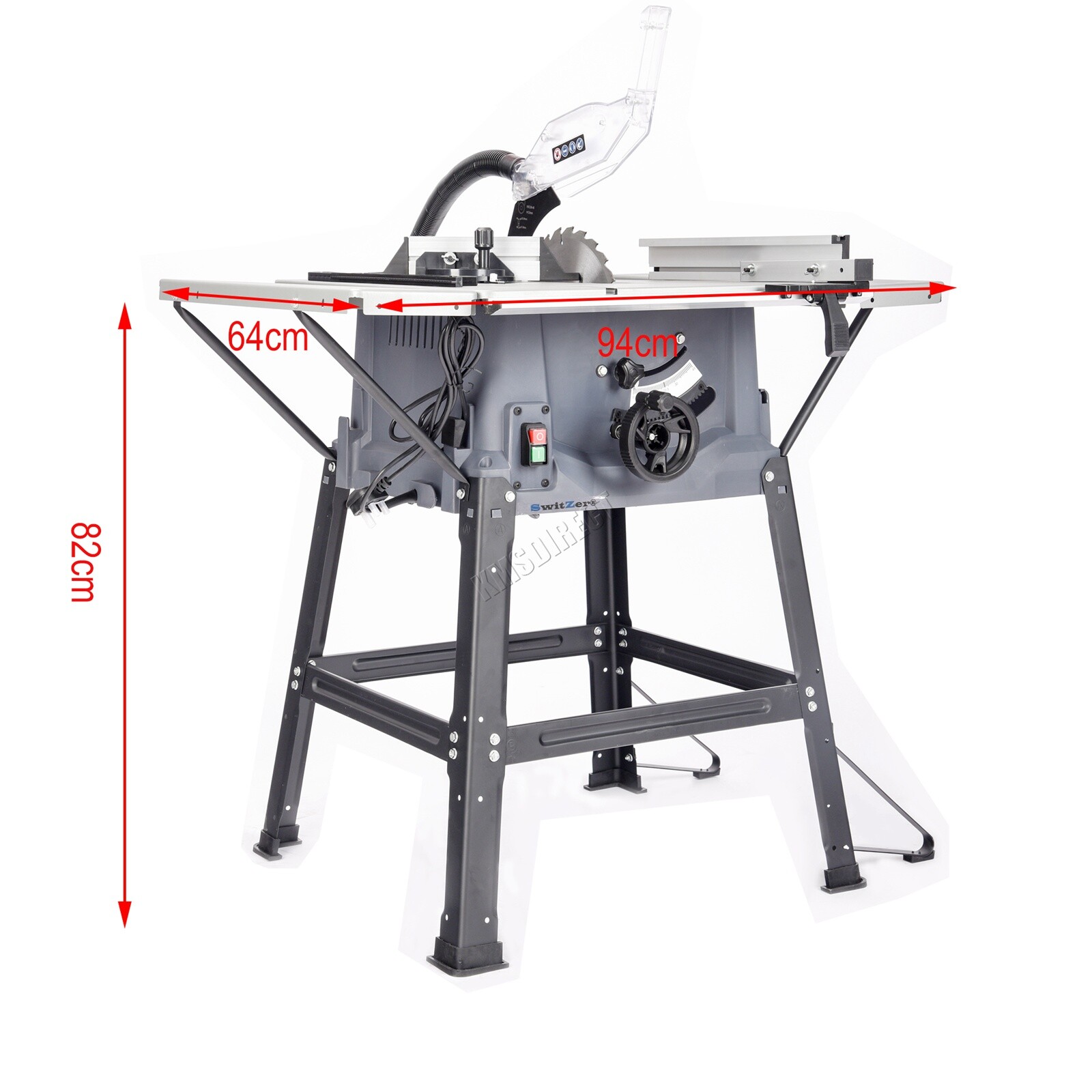 SwitZer Table Saw 10" Inch Bench Table 165mm side extensions 1800W TS01 Grey eBay