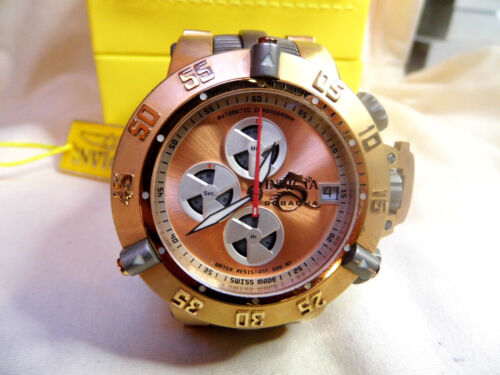 Large INVICTA Automatic Chronograph Pink-Gold Plated Cal.  ETA 7750 runs box top - Picture 1 of 12