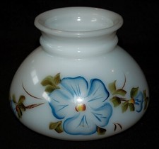 VINTAGE Milk Glass Lamp Shade Floral Hand Painted 6" 1950's Made in USA