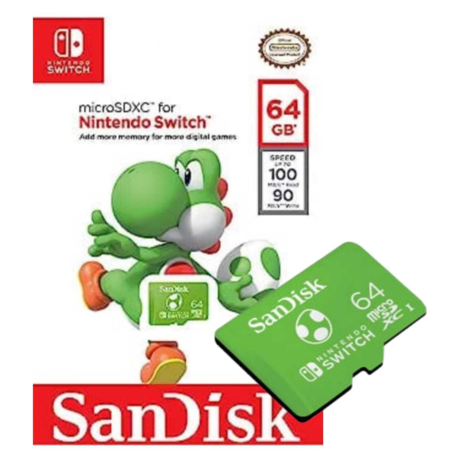 Carte mémoire microSD 64 Go pour Nintendo Switch (Yoshi