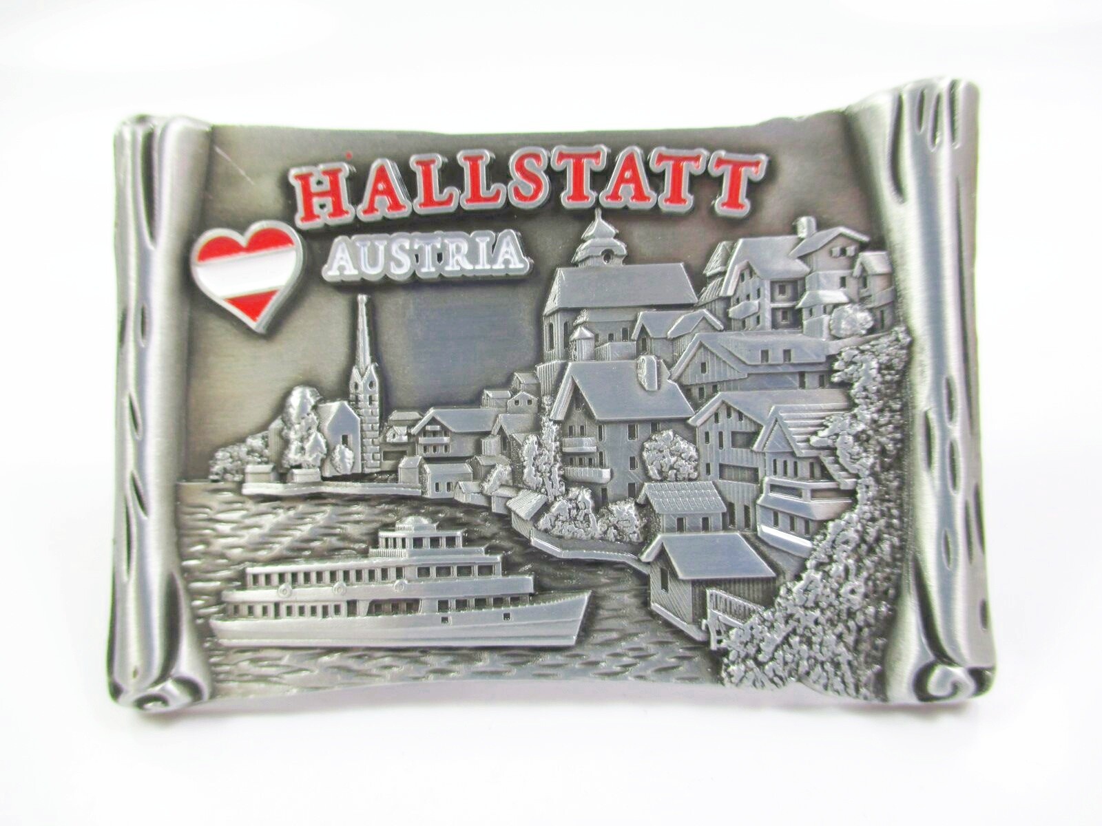 Hallstatt Austria metal magnetic scroll souvenir Lake Hallstatt