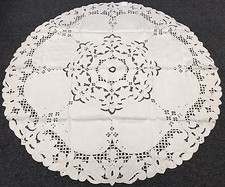 BIG 108" Round Solid Beige Polyester Embroidery Cutwork Floral Tablecloth Napkin