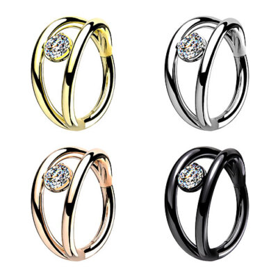 Ohr Knorpel Doppel Ring Septum Nasen Helix Piercing Clicker Scharnier Kristall
