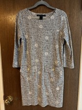 marc jacobs pima cotton ink blue multi floral dress front pockets sz medium 