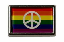 Pin Regenbogen mit Peace Zeichen Flaggenpin Anstecker Anstecknadel Fahne Flagge