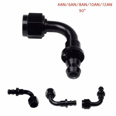 2PC 6AN Push Lock Hose End Fitting 90Degrees Fuel Line Adapter for Oil/Fuel Hose