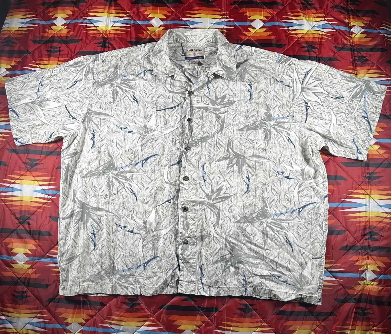 High Sierra Men Hawaiian Style Shirt Floral Print SS Button Up Camp Shirt XXL