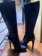 Stivali In Pelle NUOVI Neri Malloni Tacco Mai Usati, Pelle  Morbidissima