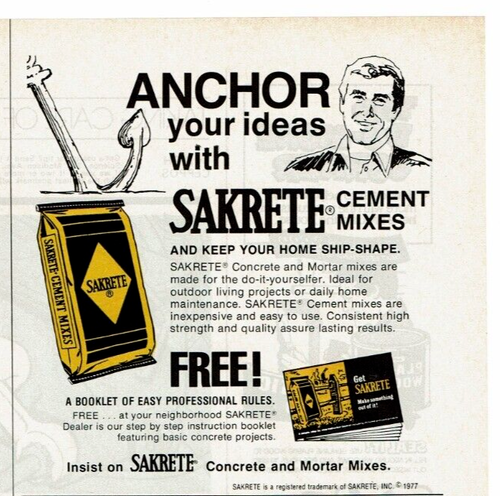 Pubblicità Stampa Vintage 1977 Ancora le tue idee con sacrete cemento miscele malta cemento - Foto 2 di 2