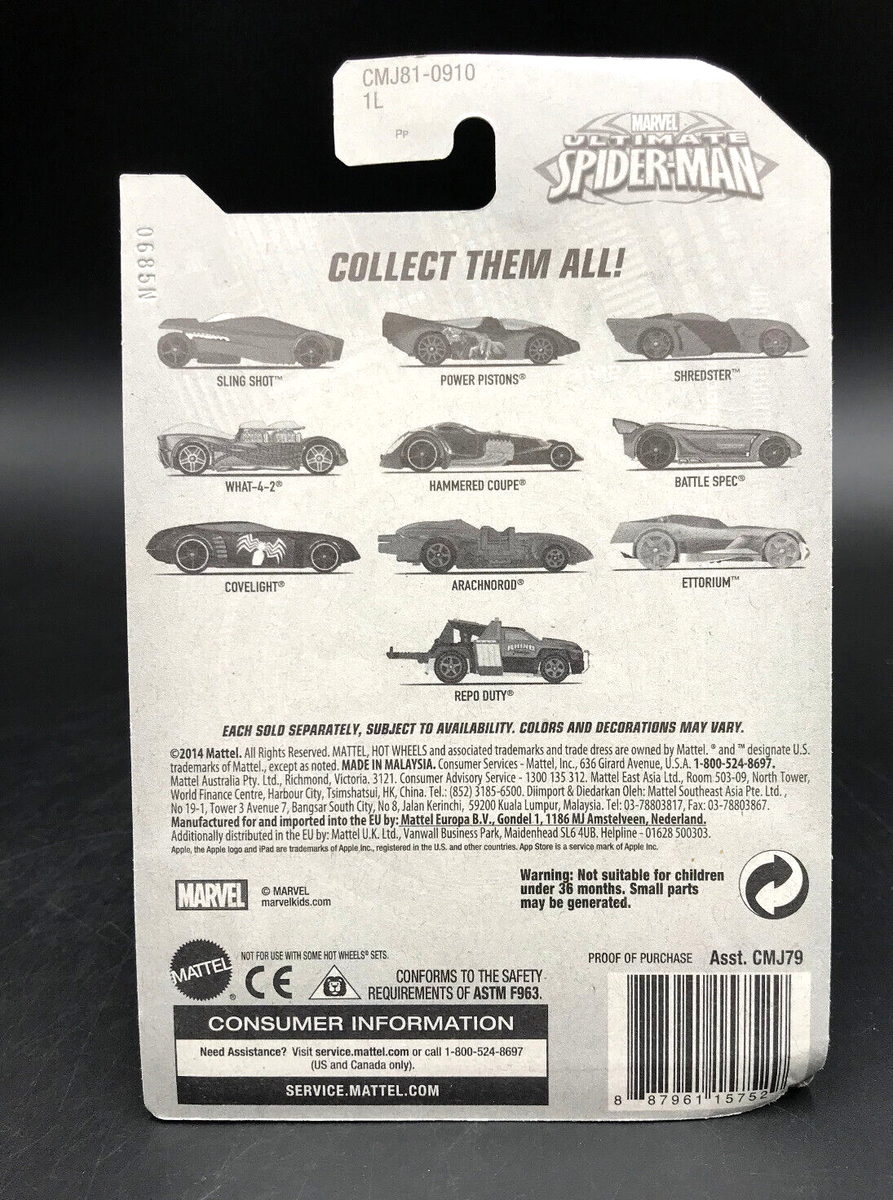 Hot Wheels VENOM COVELIGHT Mattel 2014 MARVEL New NOC