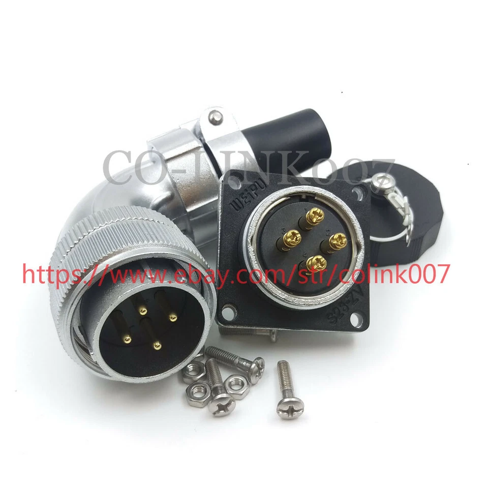 WEIPU WS28 4Pin Crimp Connector,25A 500V Bulkhead Connector Aviation Plug Socket - Image 2 of 4