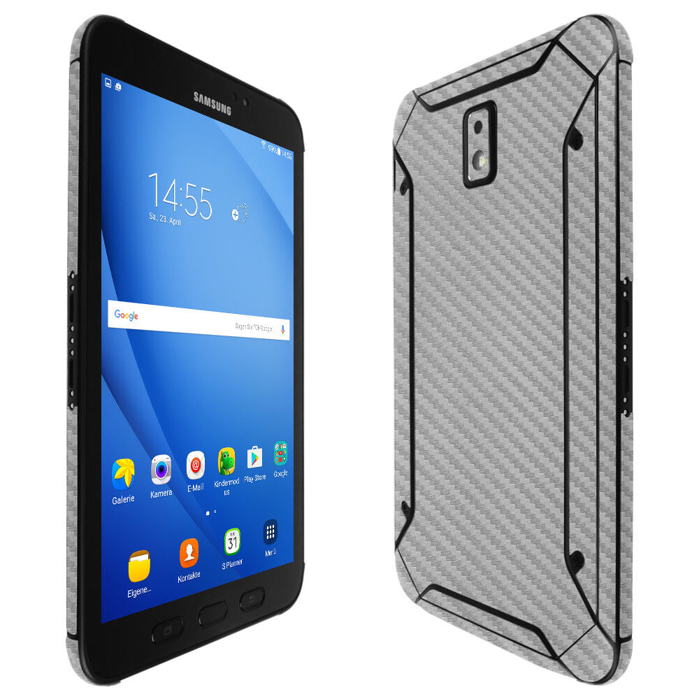Skinomi TechSkin Silver Carbon Fiber & Screen Protector for Galaxy Tab Active 2
