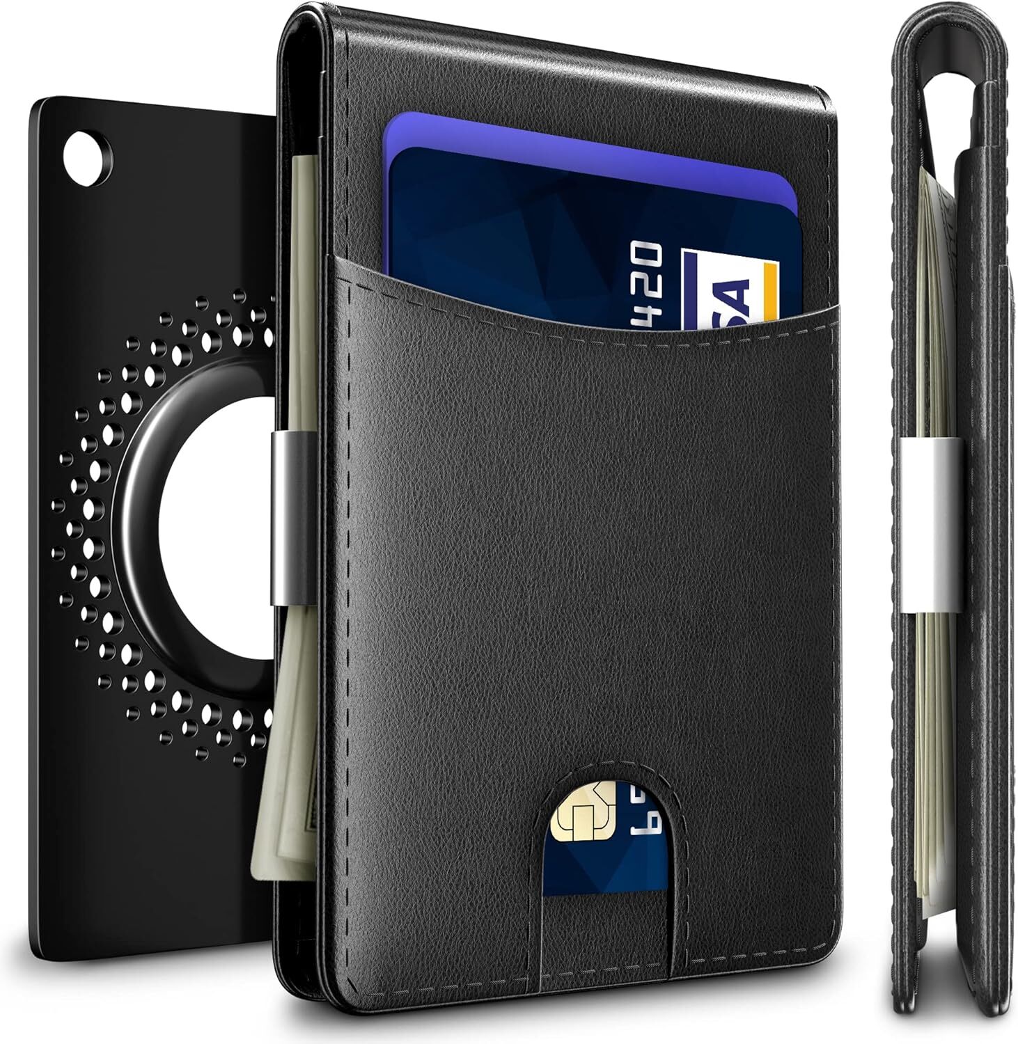 Slim Eco-Leather Front Pocket Wallet for Men Durable RFID Blocking Black