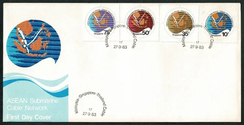 SINGAPORE 1983 FDC ASEAN submarine cable network with leaflet SG23