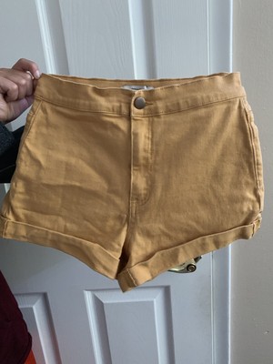 mustard denim shorts