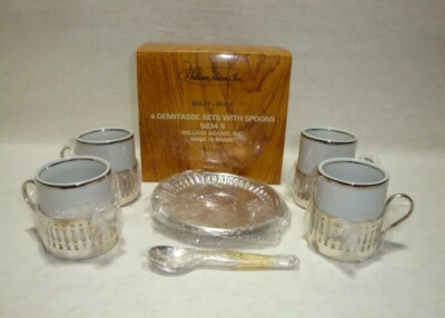 Vintage 4 Demitasse Sets With Spoons 5834 S William Adams Prata Wolff-Brasil