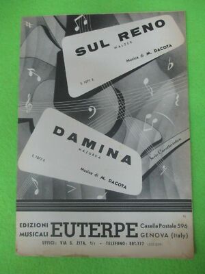 RARE SHEET MUSIC SINGLE ON THE REINDEER M. Dacota DAMINA EUTERPE 1963 no mc lp vhs (SP4)
