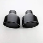 Pair 3" In Oval 6" Out Black Stainless Steel Exhaust Tips fit for Audi RS Look