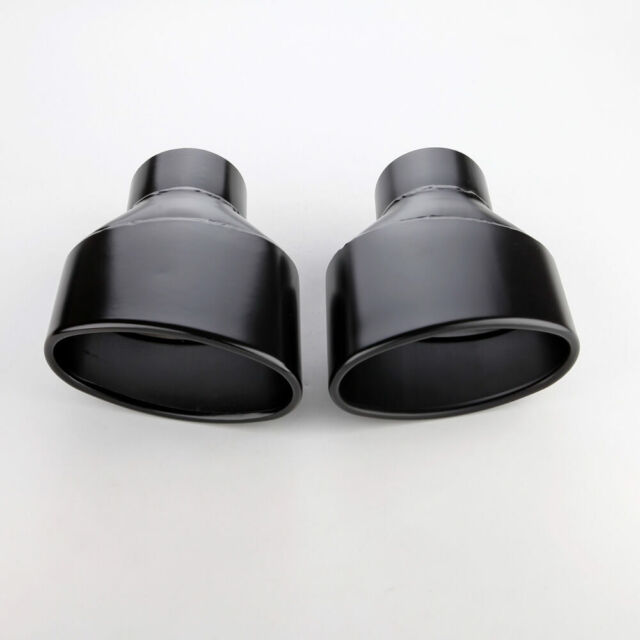 Pair 3" In Oval 6" Out Black Stainless Steel Exhaust Tips fit for Audi RS Look
