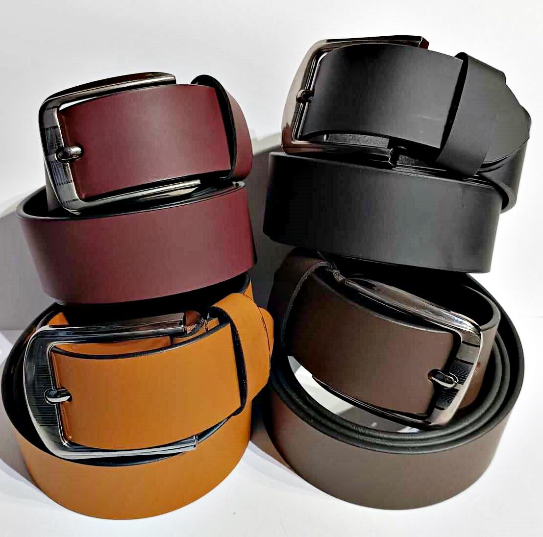 Cinturón de piel hombre 3,8 cm de ancho y 3,5 mm de grosor/4 colores/longitud de cintura 85 a 120 cm