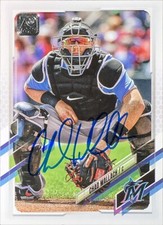 2021 Topps #593 Chad Wallach Miami Marlins AUTO SIGNED