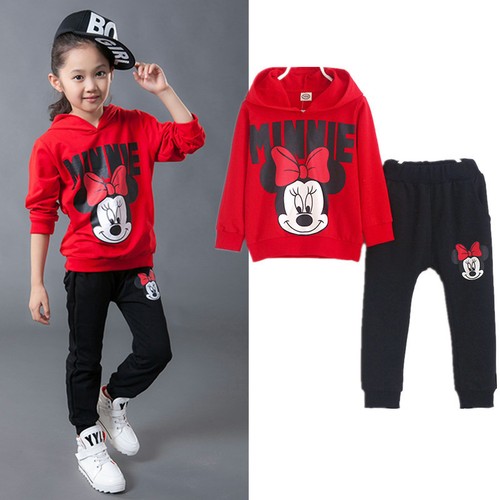 2Pcs/set Baby Girls Mouse Hoodie Coat Tops + Pants Set Kids clothes suits - Picture 6 of 7
