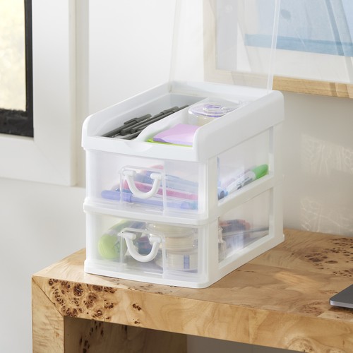 Gracious Living 2 Drawer Desktop Countertop Organizer with Flip Top Lid, White - Picture 6 of 10