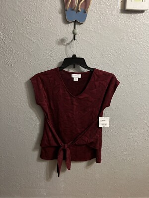 Liz Claiborne V-Neck Top Size Small Maroon