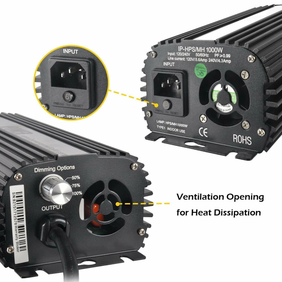 iPower 600 Watt Digital Dimmable Electronic Ballast for HPS MH Grow Light 2-Pack - Image 3 of 4