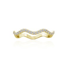 Cubic Zirconia Wavy Dainty Stackable Gold Pla...