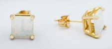 GENUINE 1.30 Cts OPAL STUD EARRINGS 14k GOLD - Free Appraisal - MADE IN USA