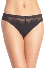 Natori Black Bliss Perfection Lace Trim Thong Panty Women's One Size L9540