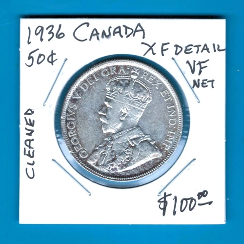 CANADA -  BEAUTIFUL HISTORICAL GEORGE V SILVER FIFTY CENTS, 1936, KM# 25a