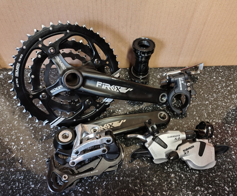 SRAM X7 X9 MTB Partial groupset Truvativ FireX crankset 175mm 3x9 27speed